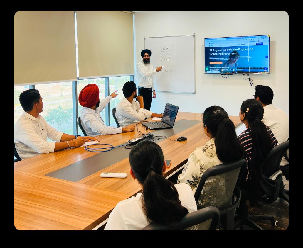Debut Infotech team in a strategy meeting