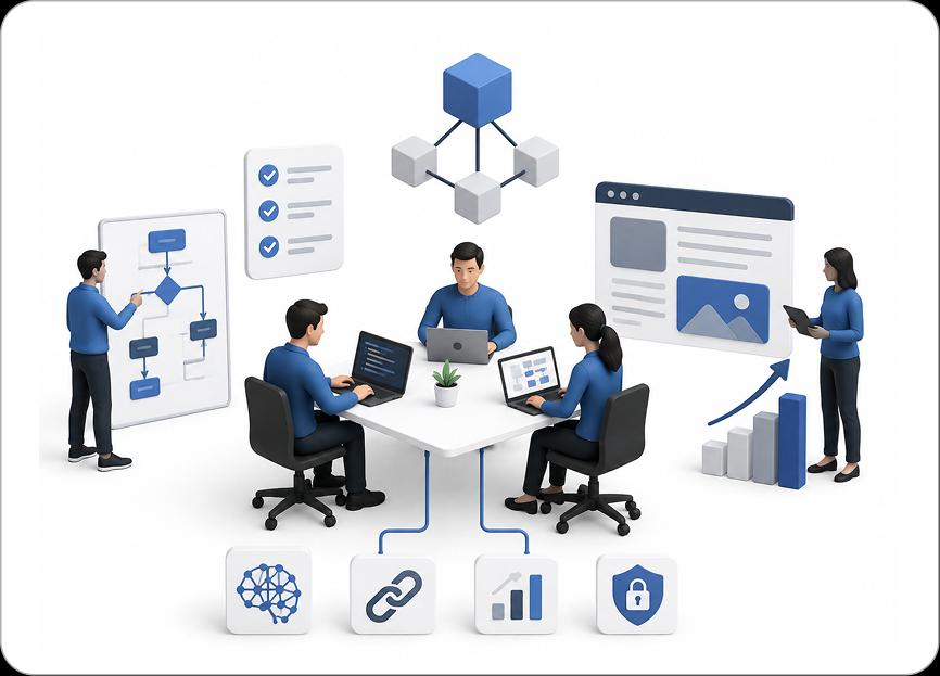 Business owners launching digital products with Debut Infotech