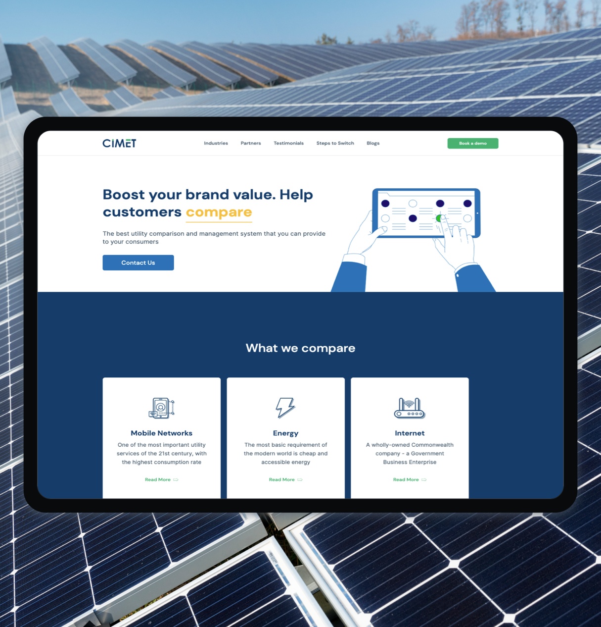 Cimet consumer comparison platform interface