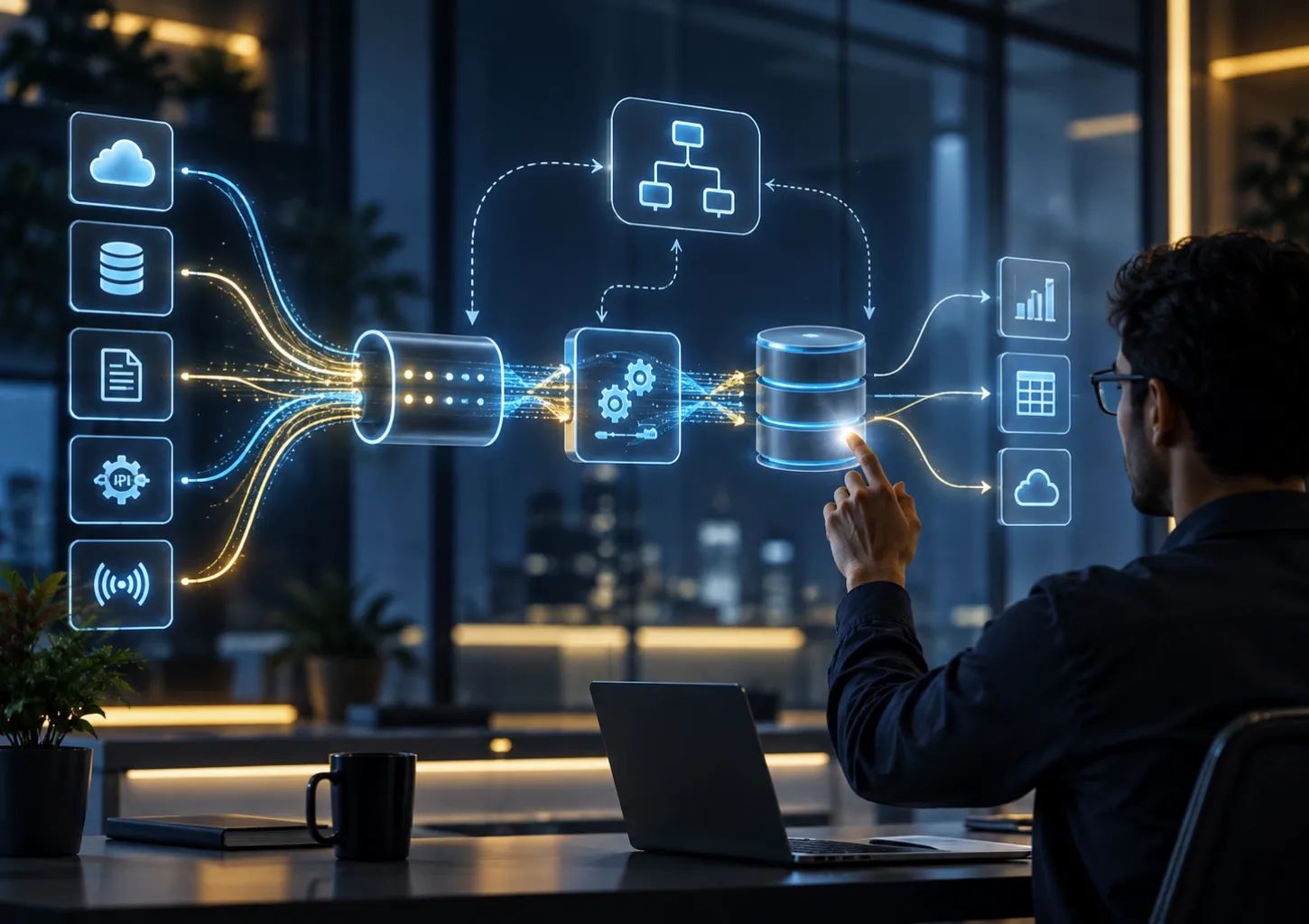 Data pipelines moving and transforming enterprise data into AI-ready datasets